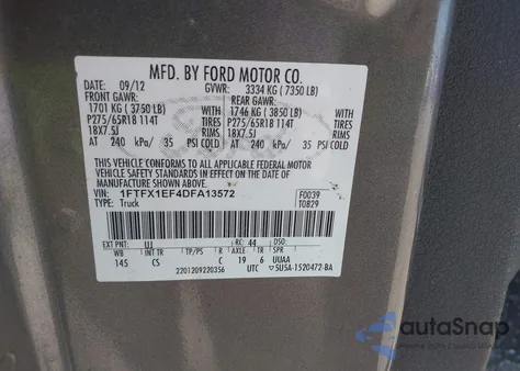 2013 Ford F-150 Stx z USA, uszkodzony, nr VIN 1FTFX1EF4DFA13572